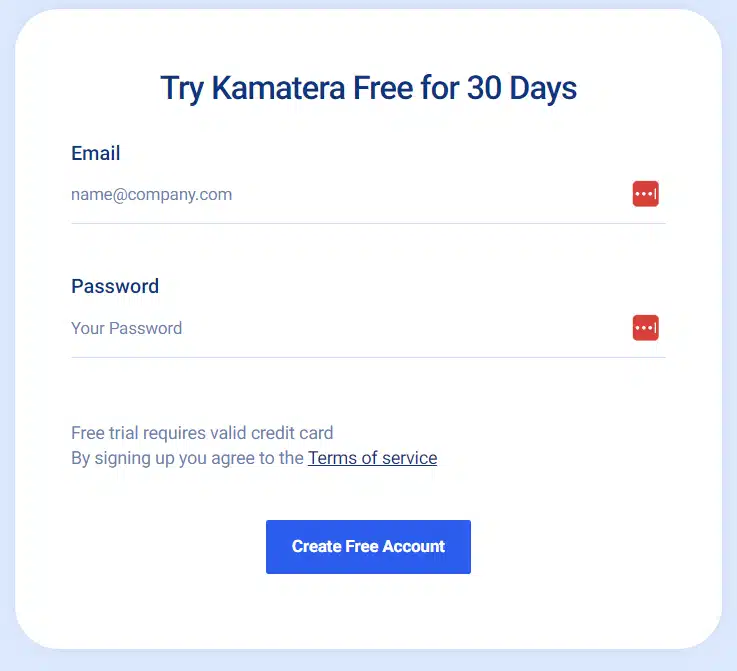 Creating a free Kamatera account
